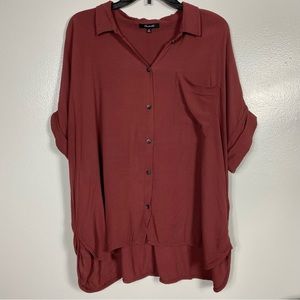 Madewell Central drape button down slouchy top in Cinnamon